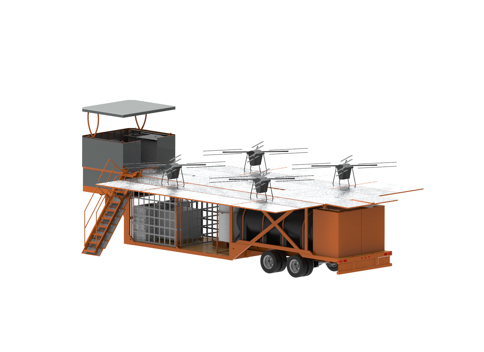 DASH Carrier 4 unfolded, with four drones on its flight deck